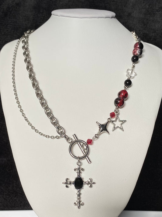 Glitch Cross Necklace
