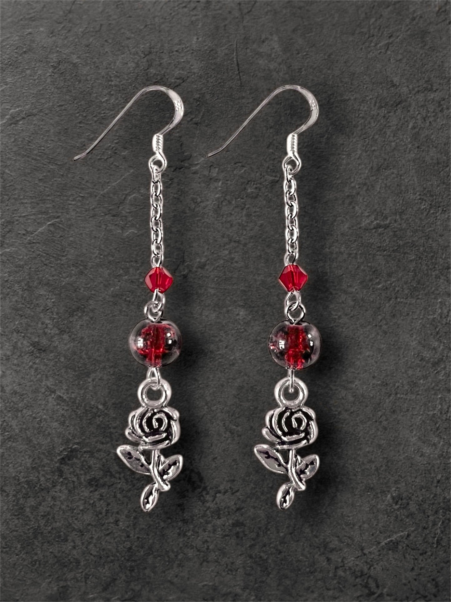 Blood Rose Earrings