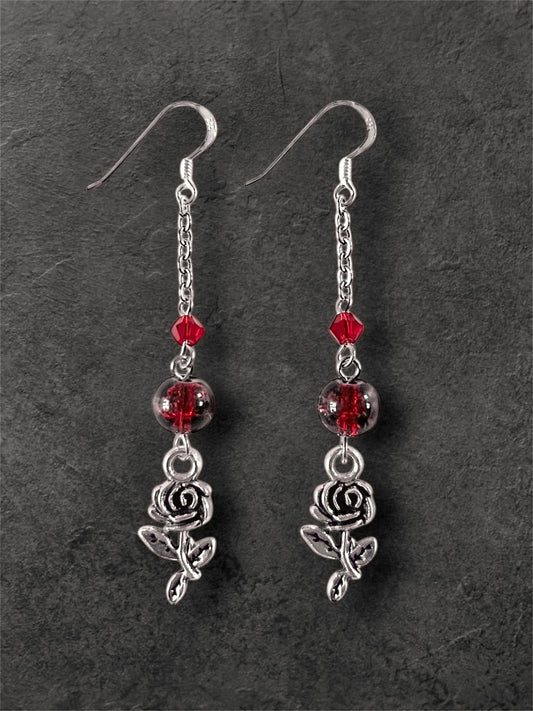 Blood Rose Earrings