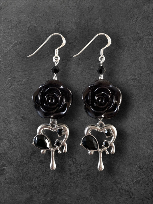 Black Rose Earrings