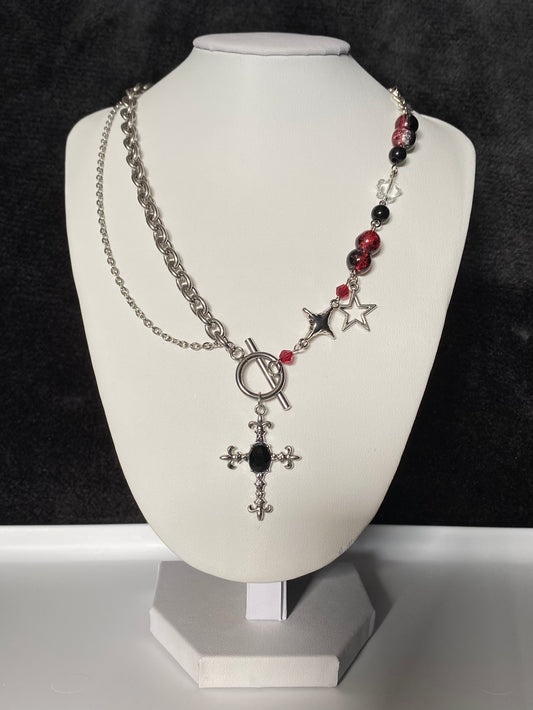 Glitch Cross Necklace