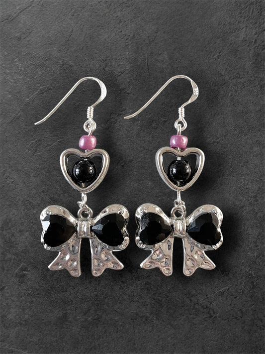 Pink Bow Earrings